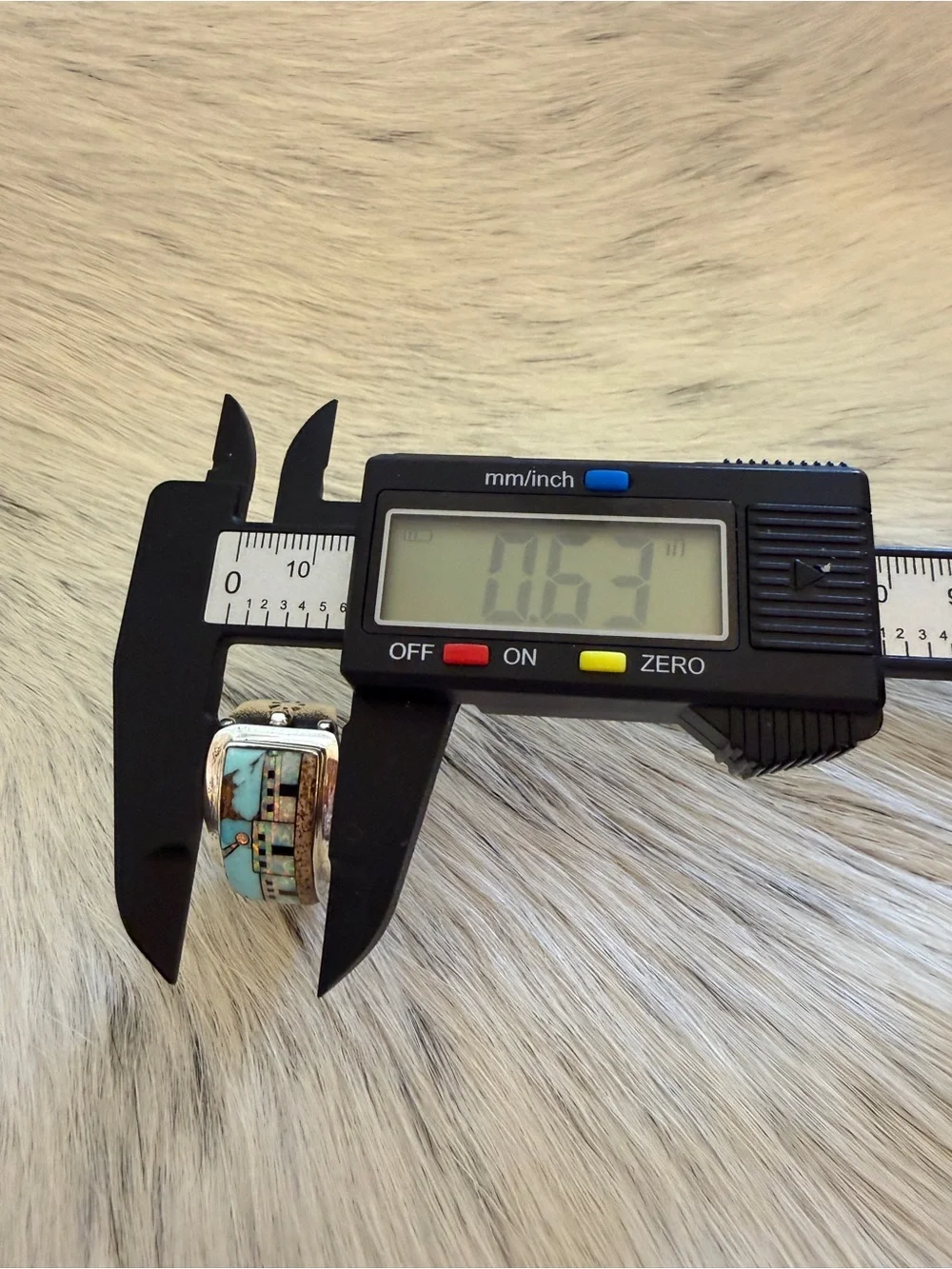 ❤️ Signed Galaxy Micro Inlaid Large Pueblo Scene Sterling Ring Sz 9 Unisex 8.7G - Picture 15 of 17